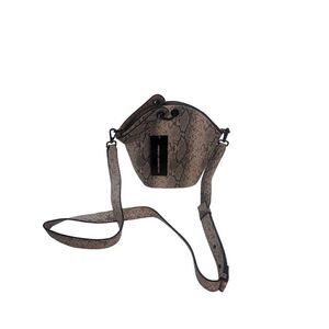 French Connection Snakeskin PU Leather Bucket Bag Crossbody Gray
